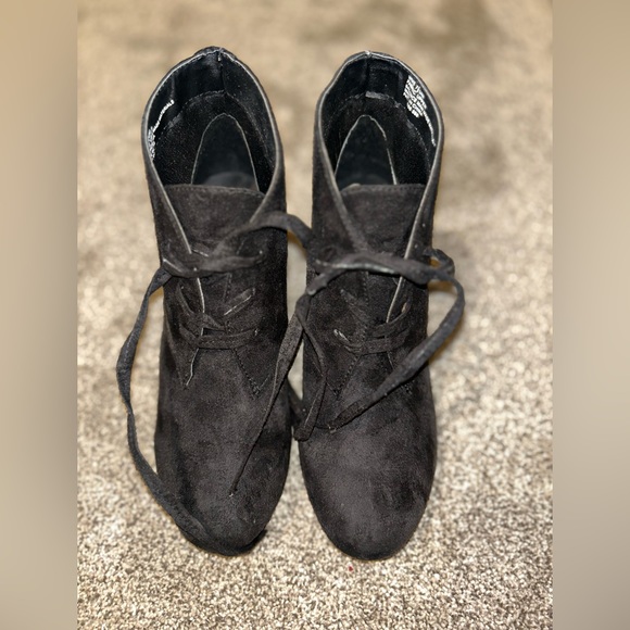 Black Wedge Booties - Picture 2 of 7